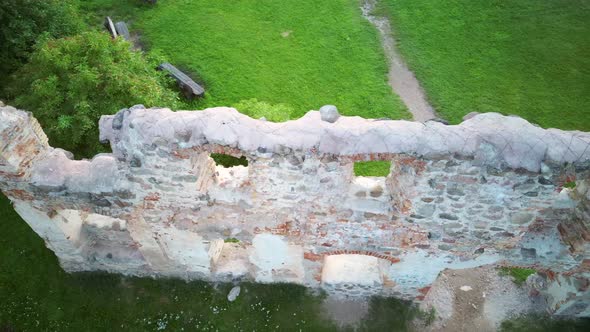 Latvia, Dobele Medieval Castle Aerial  Dron  Shot