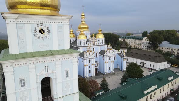 Kyiv, Ukraine Aerial View in Autumn : St. Michael's Golden-Domed Monastery. Kiev