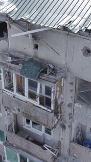 Vertical Video of a Makariv Ukraine a Building Destroyed By the War