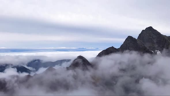 Time Lapse Of Mountain Peaks Among Clouds And Fog In Kamikochi Azumi National Park, Kita-Hodaka Moun