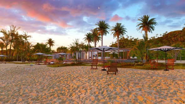 Tropical Beach Background As Summer Landscape With Beach Villa