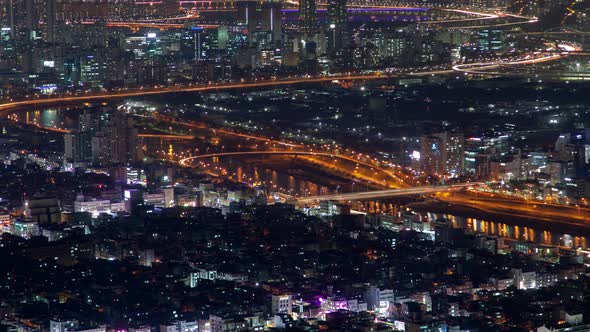 Timelapse Seoul Roads and Buildings Surround Pictorial River