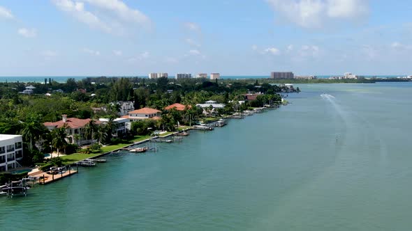 Aerial View of Bay Island Neighborhood and Luxury Villas