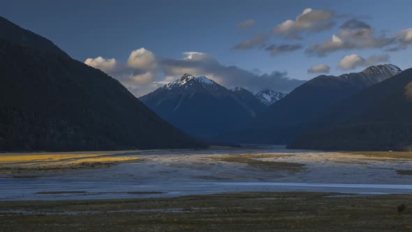 View of Southern Alps timelapse