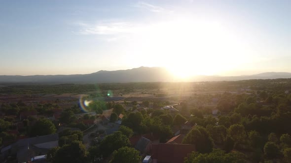 Small Town In Desert At Sunset