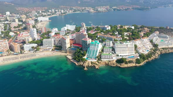 Aerial Drone Footage Video of Magaluf Town Mallorca