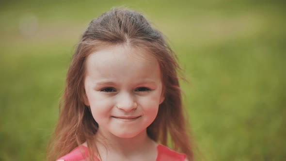 Portrait of a 6Yearold Girl in a Park in the Summer