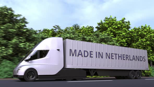 Trailer Truck with MADE IN NETHERLANDS Text on the Side