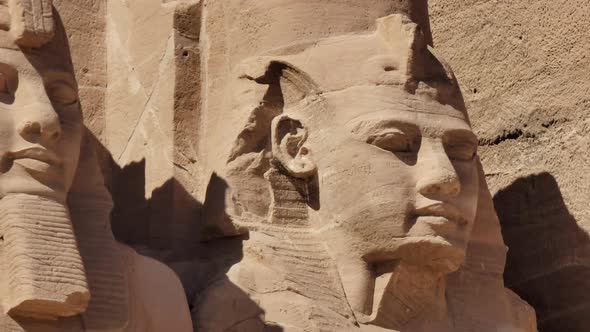 Aswan, Egypt : Great Abu Simbel temple of Pharaoh Ramses II in southern Egypt in Nubia next to Lake