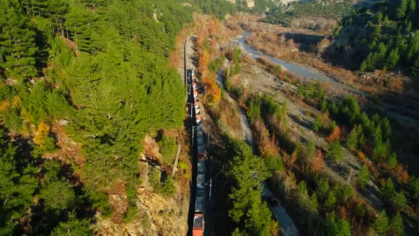 Wagon Train In Autumn