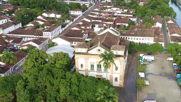 Brazilian Paraty beach city landmark. Tropical summer beach.