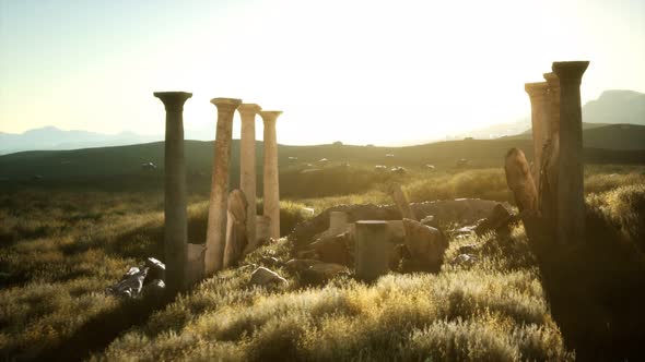 Old Roman Temple Ruins at Sunset alt
