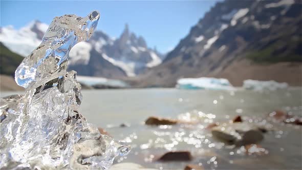 A Piece of a Melting Ice in Cerro Torre Lagoon, El Chalten, Argentina.