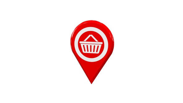 Store Shop Retail 3D Location Map Pin Red V1