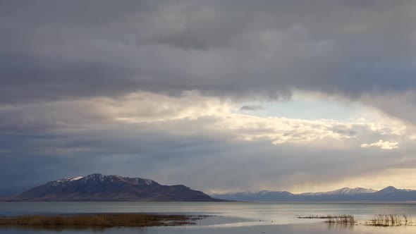 Time lapse of storm clouds moving over Utah Lake