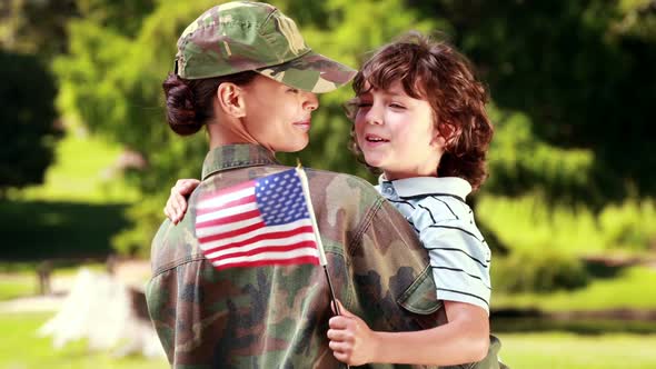 Soldier reunited with her son