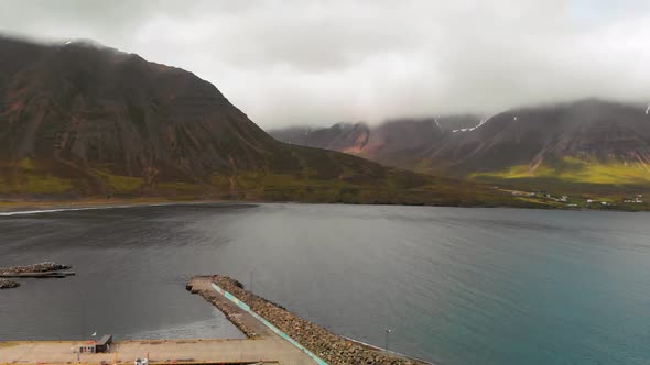 Beautiful Aerial View of Olafsfjordur Landscape in Summer Season Iceland