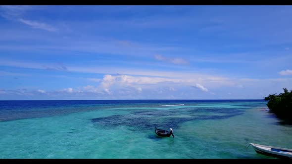 Aerial drone shot tourism of beautiful sea view beach journey by aqua blue lagoon and clean sandy ba