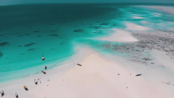 Sandbanks in the Middle of Ocean By Tropical Island Mnemba Zanzibar Aerial View