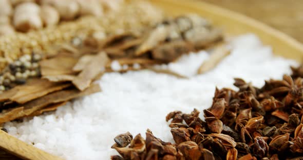 Various spices arranged in tray 4k