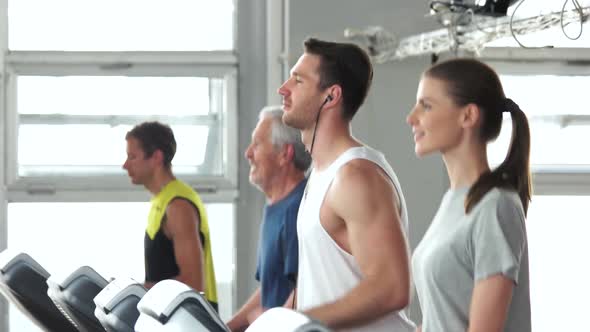 Group of People Running on Treadmill.