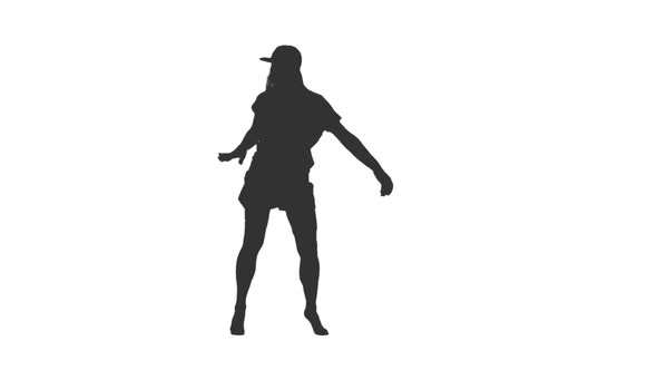 Silhouette of Young Woman in Cap Dancing Modern Dance alt