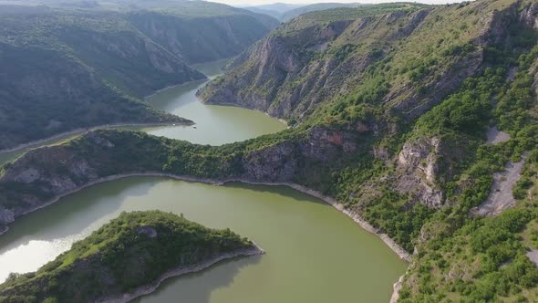 Aerial View of Meanders River Uvac in Serbia