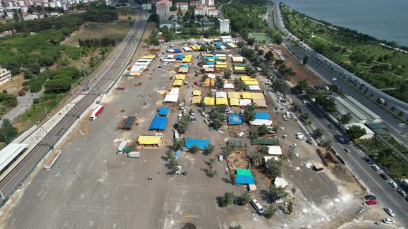 Aerial Colorful Tents