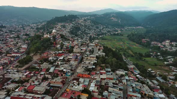 Mountainous San Cristobal De Las Casas Aerial Drone Top View Chiapas Valley City