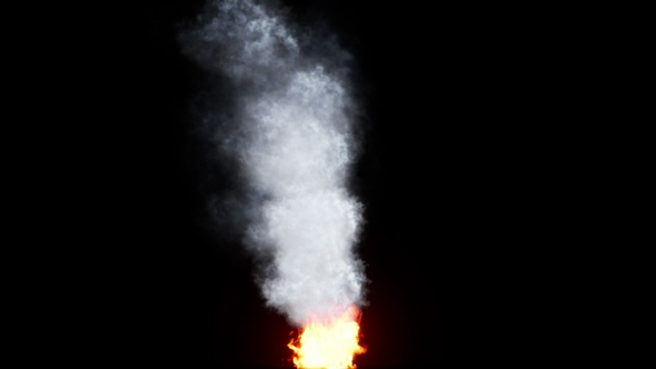 Blazing bonfires erupt with rising and spreading smoke in a realistic fire scene Isolated by Alpha alt