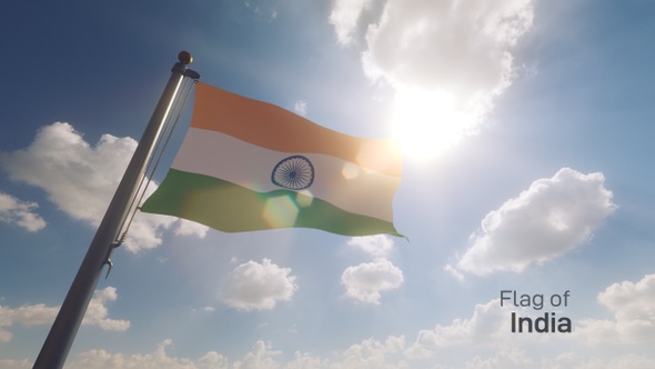 India Flag on a Flagpole V2