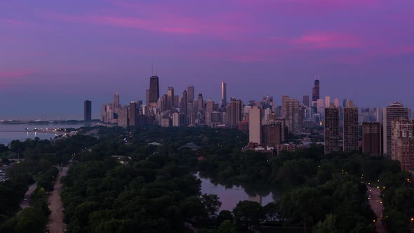 Beautiful Chicago Skyline Sunrise