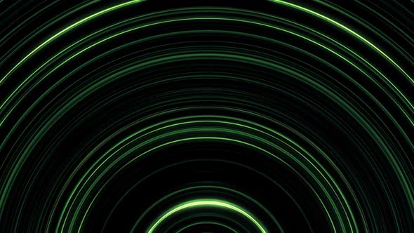 Abstract dark green circle beating on black background