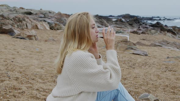 Woman Has Time Off On Beach