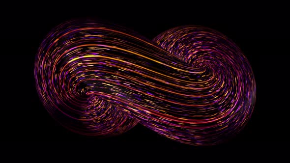 Volumetric closed spiral with fast luminous lines