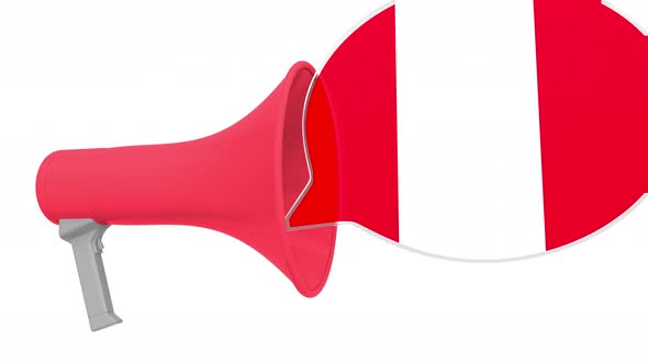 Megaphone and Flag of Peru on the Speech Bubble