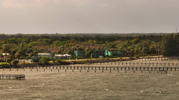 Homes With Docks On Jensen Beach Fl. 4k Aerial Drone Video Telephoto 7x Zoom