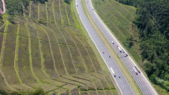 Landmark highway road between mountains.