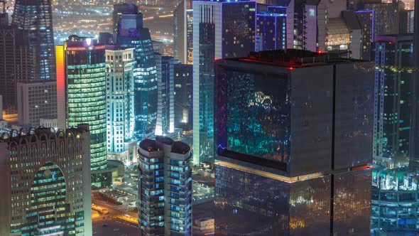 The Skyline of the West Bay Area From Top in Doha Timelapse Qatar