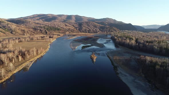 Beautiful landscapes over the Siberian Abakan River in Khakassia