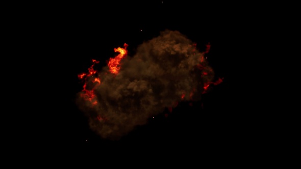 Inferno burst red fire flame n the center of the screen with fiery effects and gray smoke alt