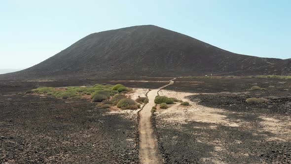 Drone Aerial Flying over Isla De Las Lobos - Fuerteventura