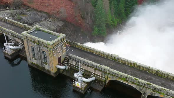 Water Being Pumped Through a Gravity Fed Hydroelectric Power Station Dam