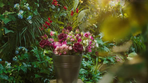 Flowers Industry Concept in a Flowers Shop Taking