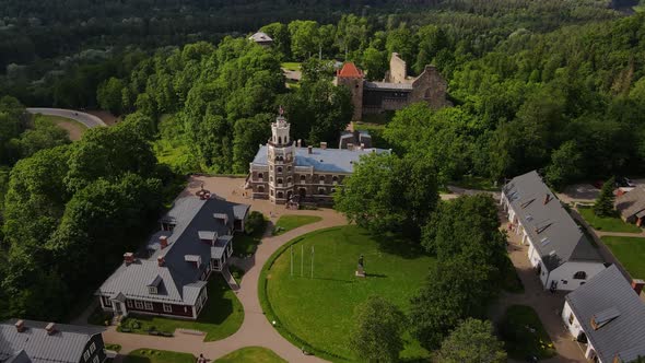 Castle Of The Livonian Order In Sigulda Stunning Aerial View