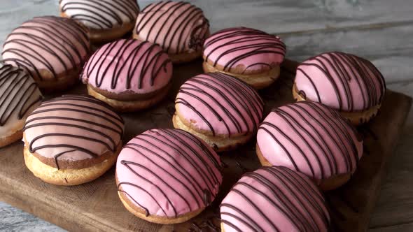 Glazed Biscuits on Brown Board