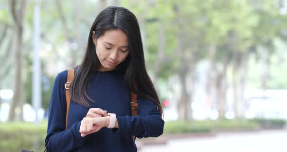 Woman use of smart watch