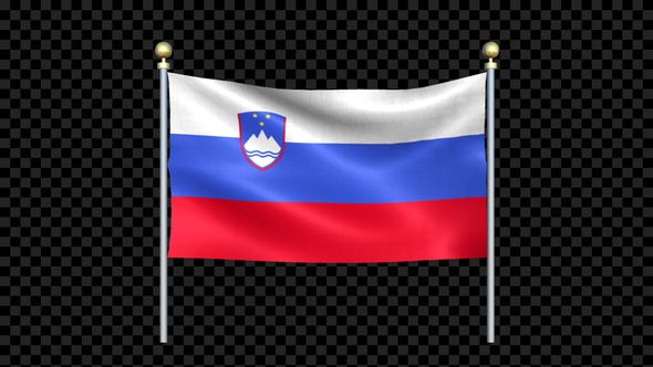 Slovenia Flag Waving In Double Pole Looped