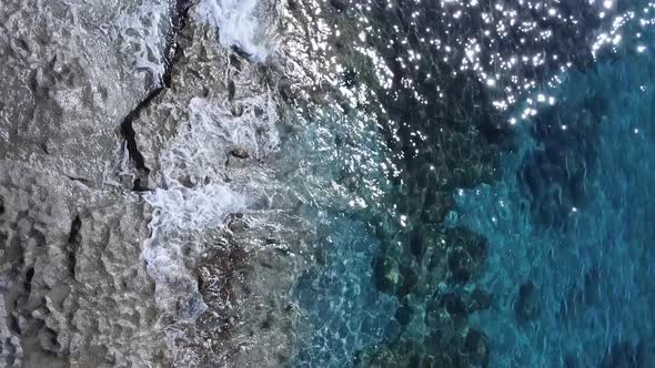 Vertical Video Sea Near the Coast  Closeup of the Coastal Seascape