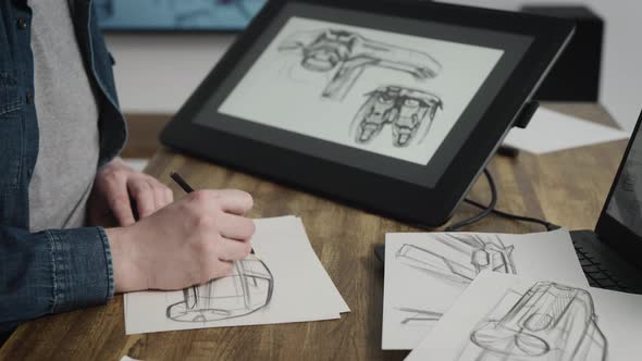 A Talented Industrial Designer Sketches a Car